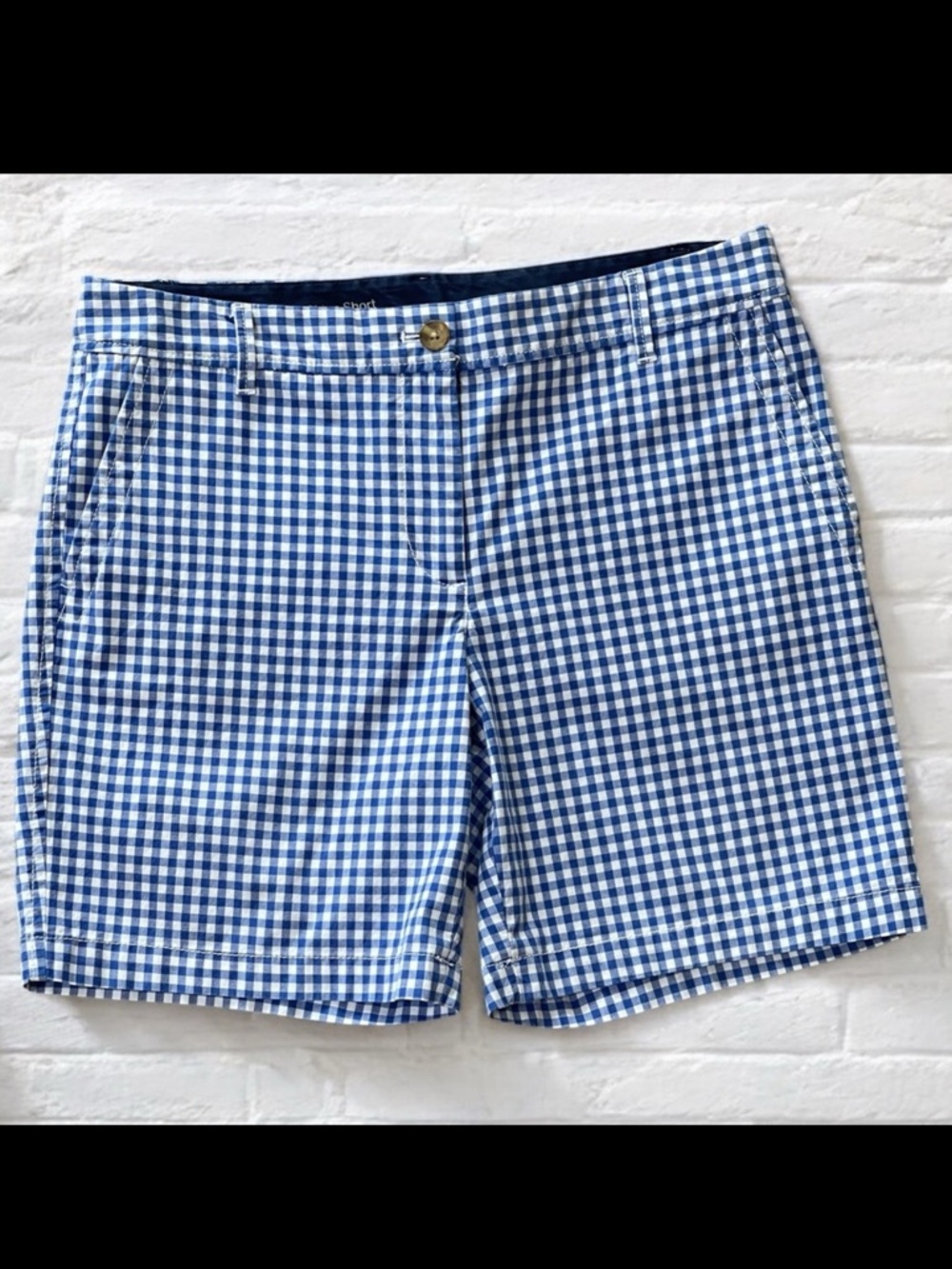 Talbots Blue White Gingham Girlfriend Chino Short Women’s Size 6 Cotton Spandex